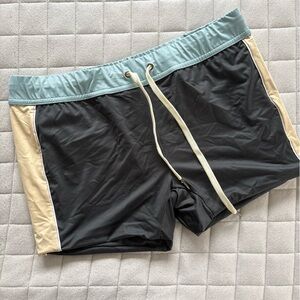 Dandy Del Mar Men’s Grey Swim Shorts with Light Blue Waistband